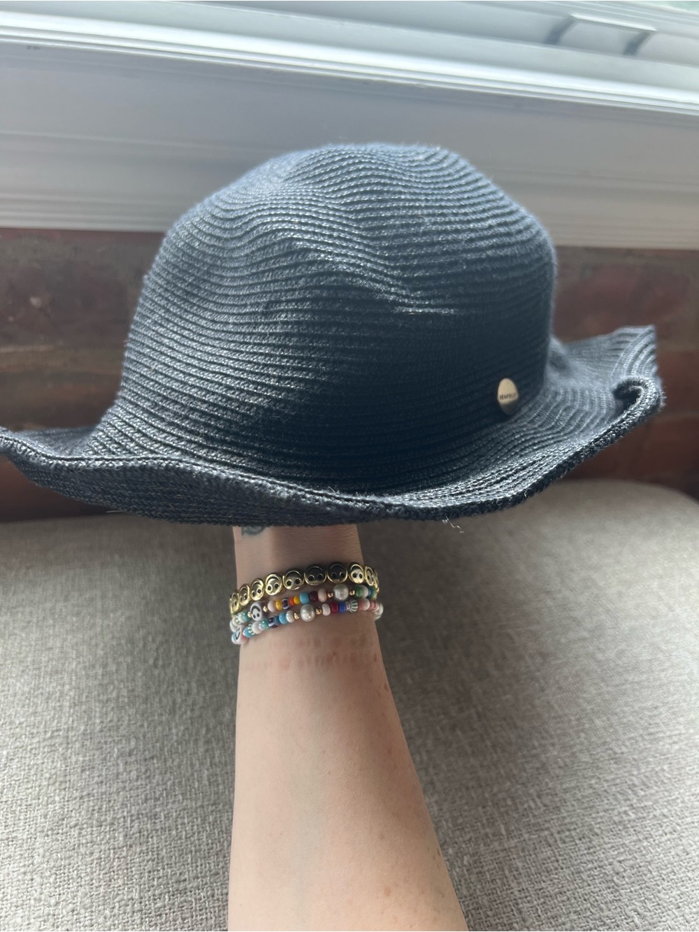 Seafolly Black Woven Brim Hat BENDABLE